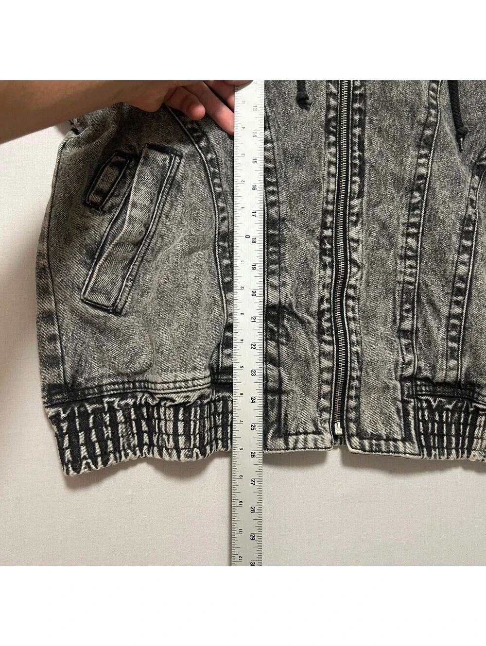 VTG 80's Nike Challenge Court Andre Aggasi Black Acid Wash Denim Zip Up Jacket L